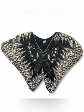 vintage 100% silk sequin butterfly blouse